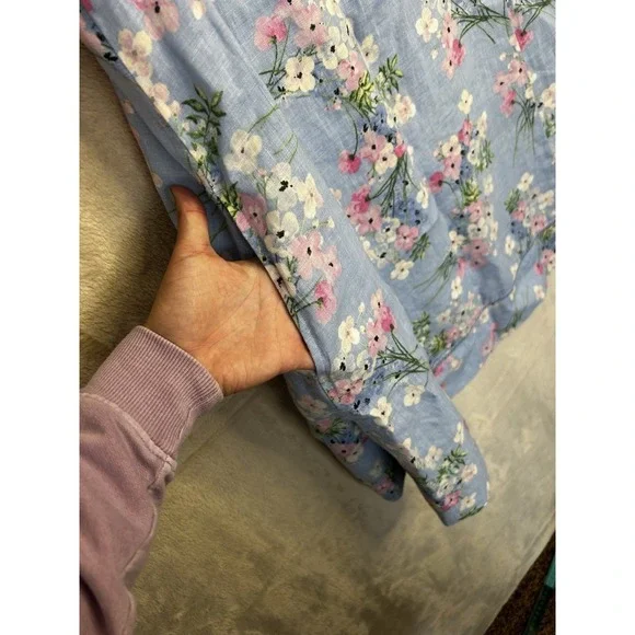 J. JILL Women's XS Petite Linen Clear Blue Floral Lagenlook Sleeveless Shift - Picture 3 of 7